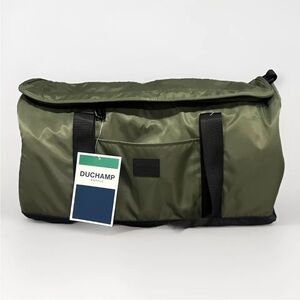 DUCHAMP Olive Black Duffle Bag with Double Handles and Long Strap